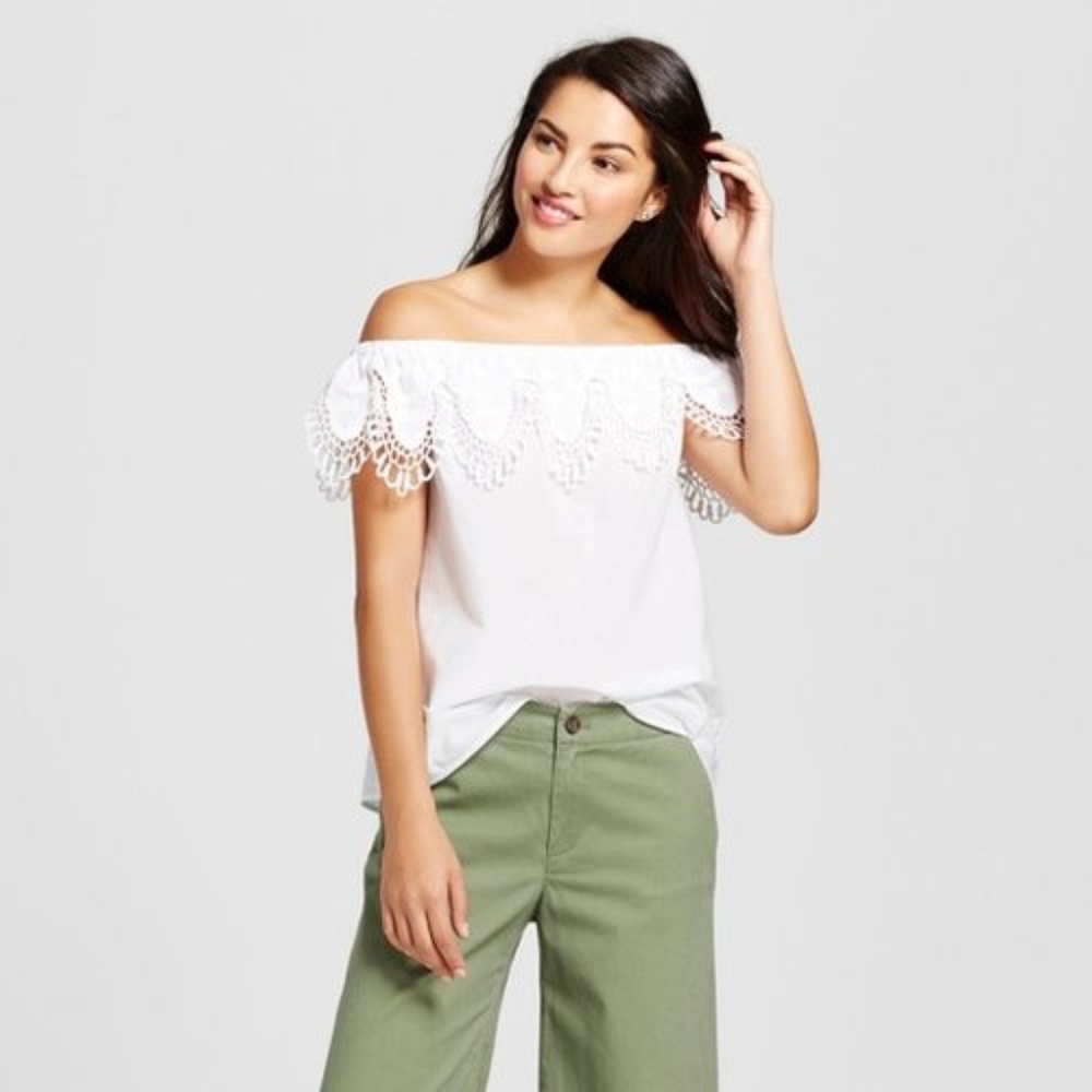 Merona Embroidered Off The Shoulder Top